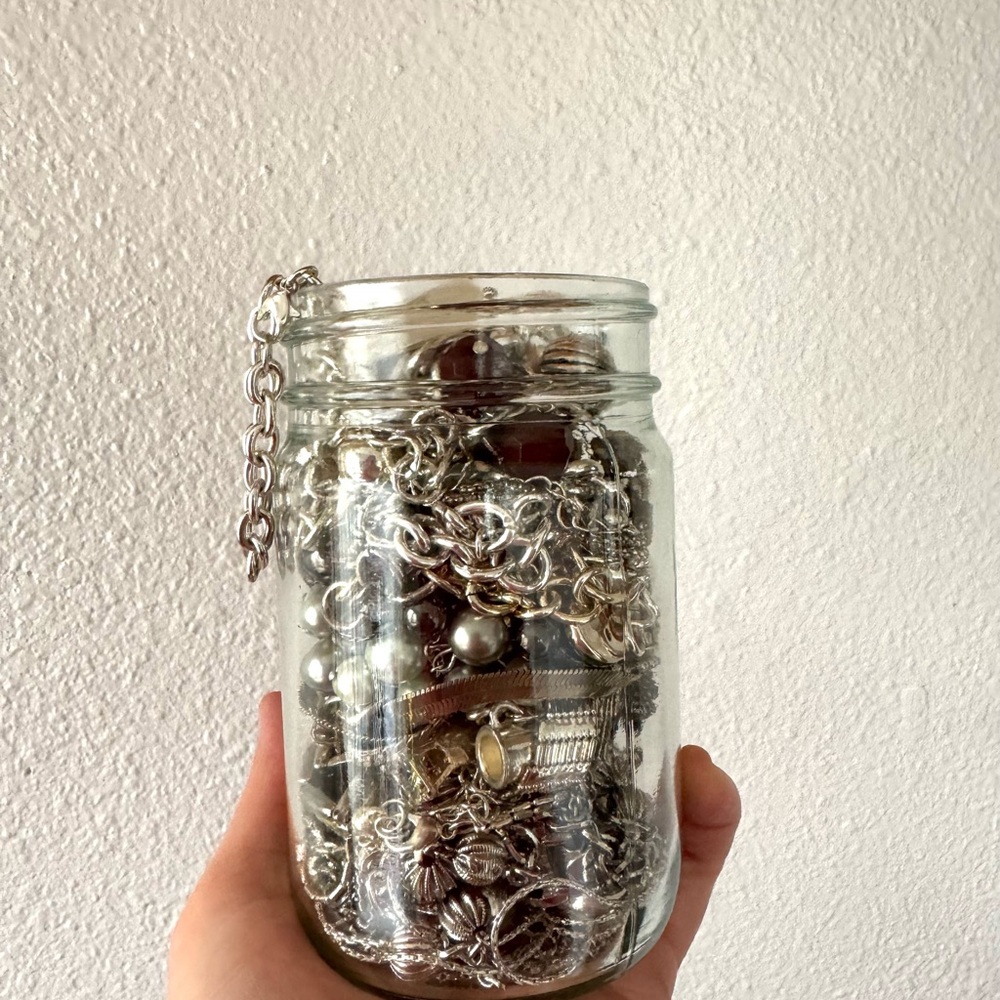 Silver Tone Jewelry Jar